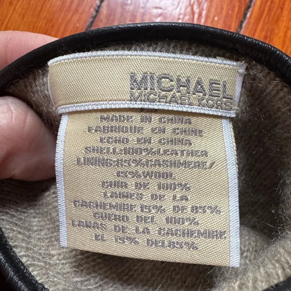 Michael Kors Black Leather Gloves with Studded Detail - Picture 3 of 4